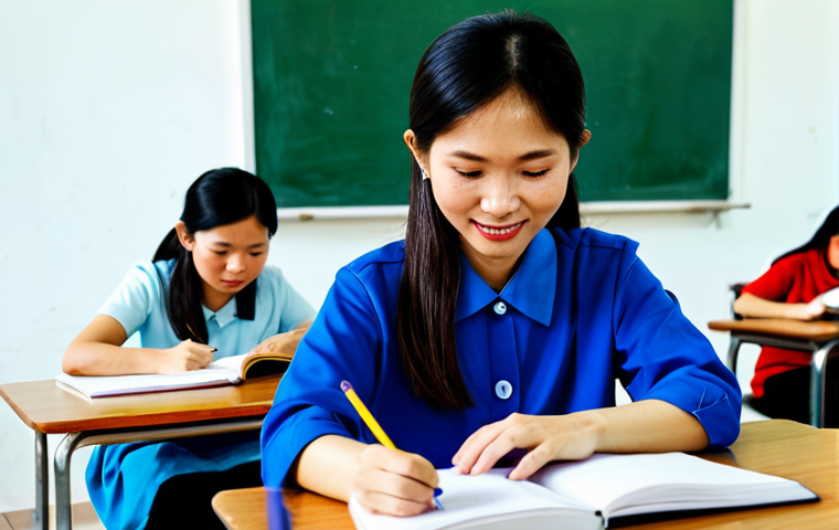 Community Learning**

"A diverse group of Vietnamese adults and young people are gathered in a bright, community center, fully clothed in modest, everyday attire. Some are practicing writing in notebooks, others are reading aloud from textbooks with Vietnamese script. An instructor is helping a student one-on-one. The scene should convey a sense of hope, determination, and community spirit. Background includes posters with educational slogans in Vietnamese and local artwork. Safe for work, appropriate content, fully clothed, family-friendly, perfect anatomy, correct proportions, natural pose, high quality."

**