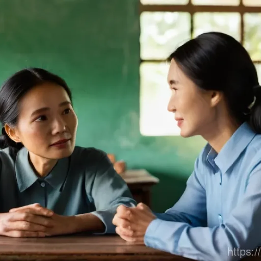문해교육사와 학습 계획 설계법 - **Prompt:** An intimate, warm portrait of a kind young female teacher gently listening to an elderly...